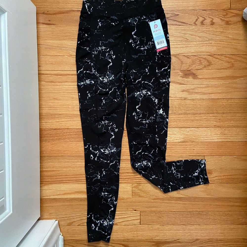 Black Marble Pop Fit Leggings